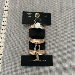 3Pcs Gold Charm Ponytail Cuff Elastic Gold Hair Cuffs Gold Hair Ties Elegant